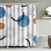Modern Bathroom Shower Curtain: Blue Circle Waves Black Rings White Background Pattern Print Waterproof Decor for Home Bathrooms