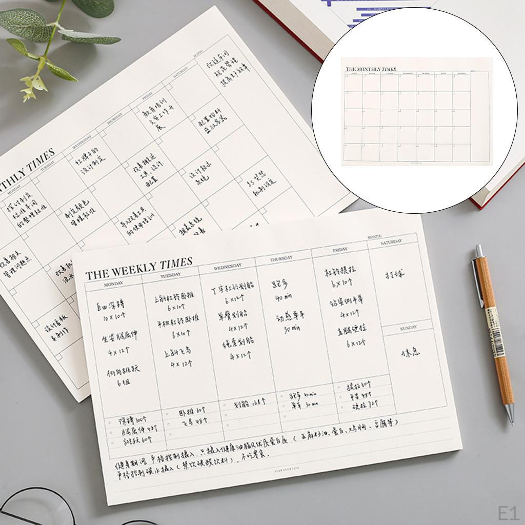 Monthly Calendar Pad Tear-Off Collections Sheets Tasks Scheduler Organizer for