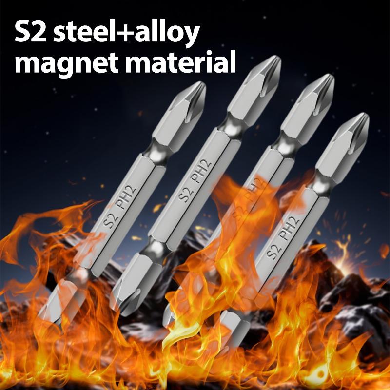 PH2 Cross Slot Magnetic Screwdriver Bits S2 Steel Magnetic Double Head Torque Batch Head Drill Bit Electric Driver Power Tools