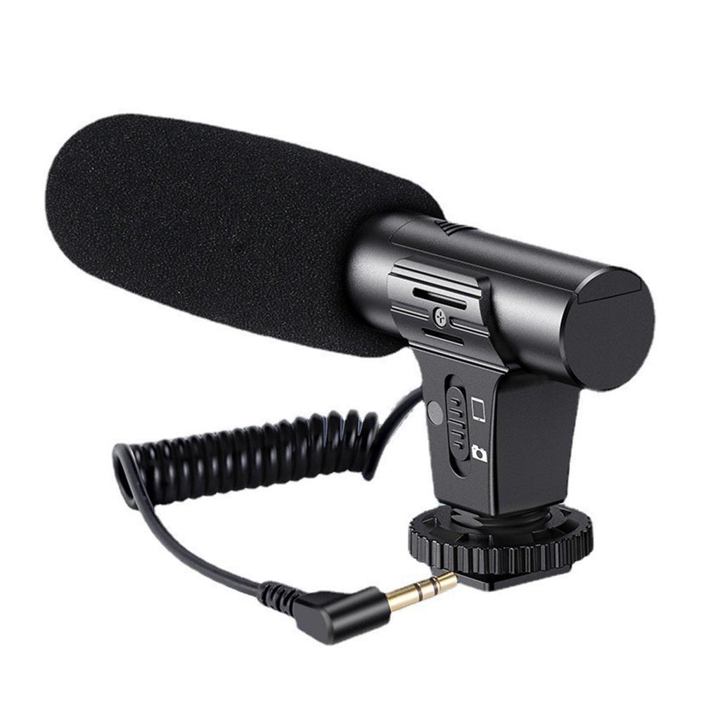 Camera Mounted Microphones With 3A Battery Operation Long Spring Cable For Cameras Interviews