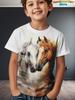 Children's Clothing Boys T-Shirt 3D Horse Print Short Sleeve Fashion Kids Summer Clothes Casual Child Girls Clothing O-Neck Tops