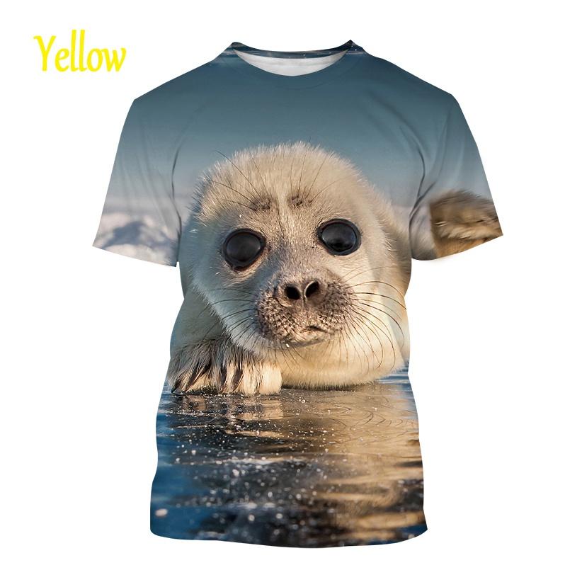 T-shirts Animals Funny Seal Fashion Summer Crew Neck 3D Print TShirts Boy Girl Kawaii Oversized  Casual Streetwear Tee Clothes