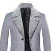 Men Business Jacket Medium Length Single-breasted Solid Color Plush Collar Autumn Winter Woolen Coat Windbreaker Streetwear