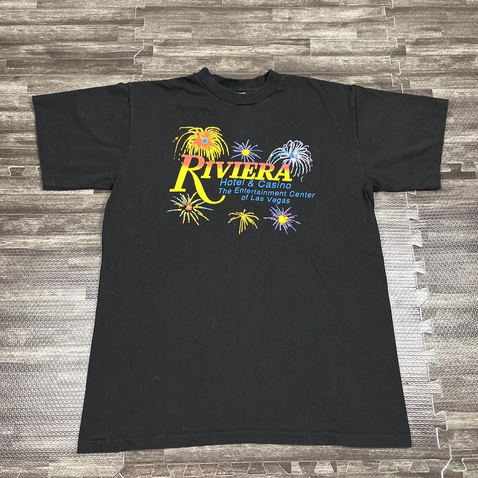Vintage Riviera Hotel & Casino Single Stitch Graphic Tshirt XL Black VTG 90s M