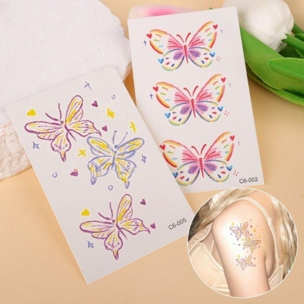 Butterfly Temporary Tattoo Stickers Sweet Makeup Tattoo Decals Kawaii Body Art Sticker  Girls