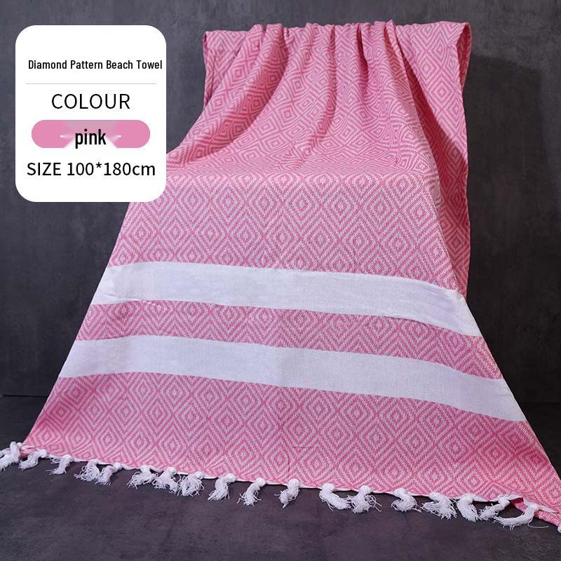 Large & Thick Tassel Turkish Beach Towel – Absorbent, Outdoor Sunscreen Bath Towel