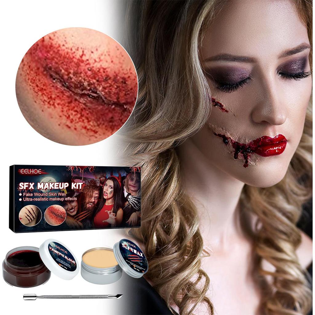 EELHOE Halloween Hautwachs Blutplasma Make-up Set Narben Make-up Für Horror Atmosphäre Partys Kostümzubehör