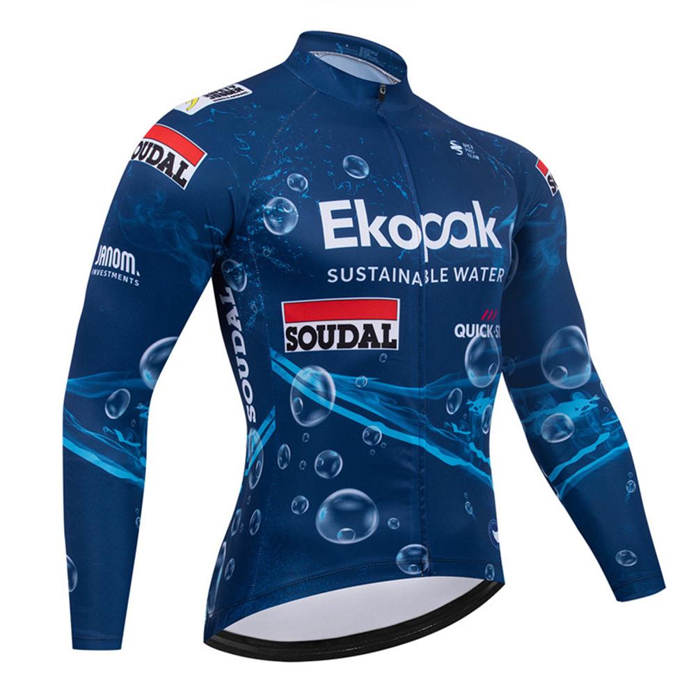 Soudal Pro Team Prodyšný Pánský Dlouhý Rukáv Cyklistický Dres Set Jaro a Podzim Horský Kolo Oblečení Ropa Ciclismo