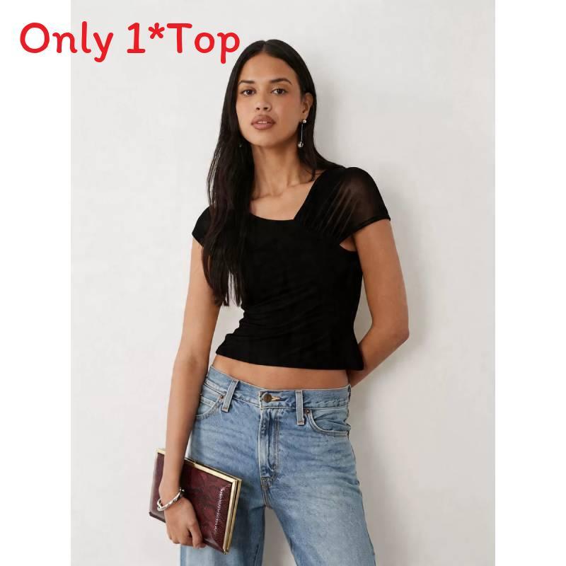 Asymmetric Mesh Tshirt For Women With Spliced Design Summer Beachwear For Teens
