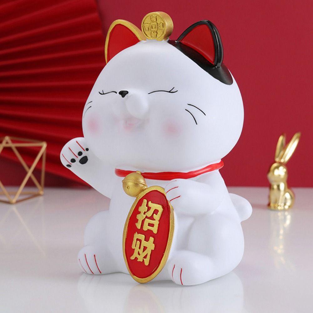 Large capacity Cat Piggy Bank Durable Lucky Cat Figurine Cartoon Cat-shaped Saving Box  New Years