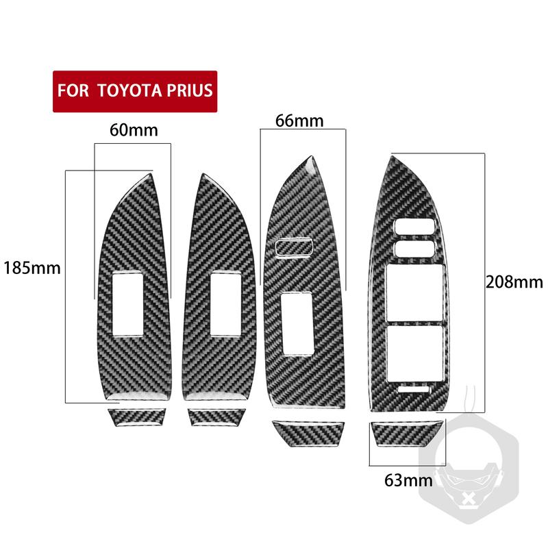 Real Carbon Fiber Car Accessories Window Lifting Panel Trim Cover Soft Sticker For Toyota Prius XW30/ZVW30 2012 2013 2014 2015