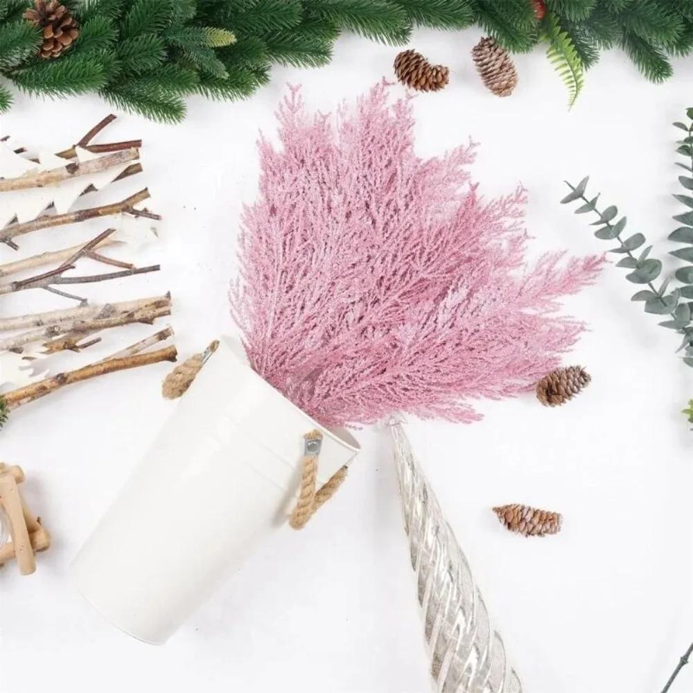 3/6pc Artificial Plants Pine Branches Christmas Glitter Gold Leaves Xmas Tree Decoration Pendant Christmas Home Decor