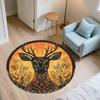 Vintage Sunset Deer Head,Round Area Rug,Carpet Rug for Living Room Bedroom Sofa Playroom Decor,Non-slip Floor Mat