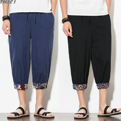 2019 Men Casual Hangs harem pants Linen Cotton Pant Loose Style Leisure Trousers