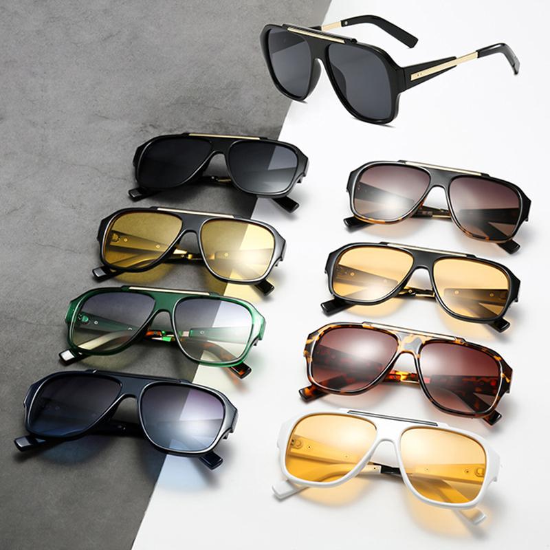  New Fashion Rivets Square Women Sunglasses Shades UV400 Retro Trending Gradient Men Punk Yellow Sun Glasses