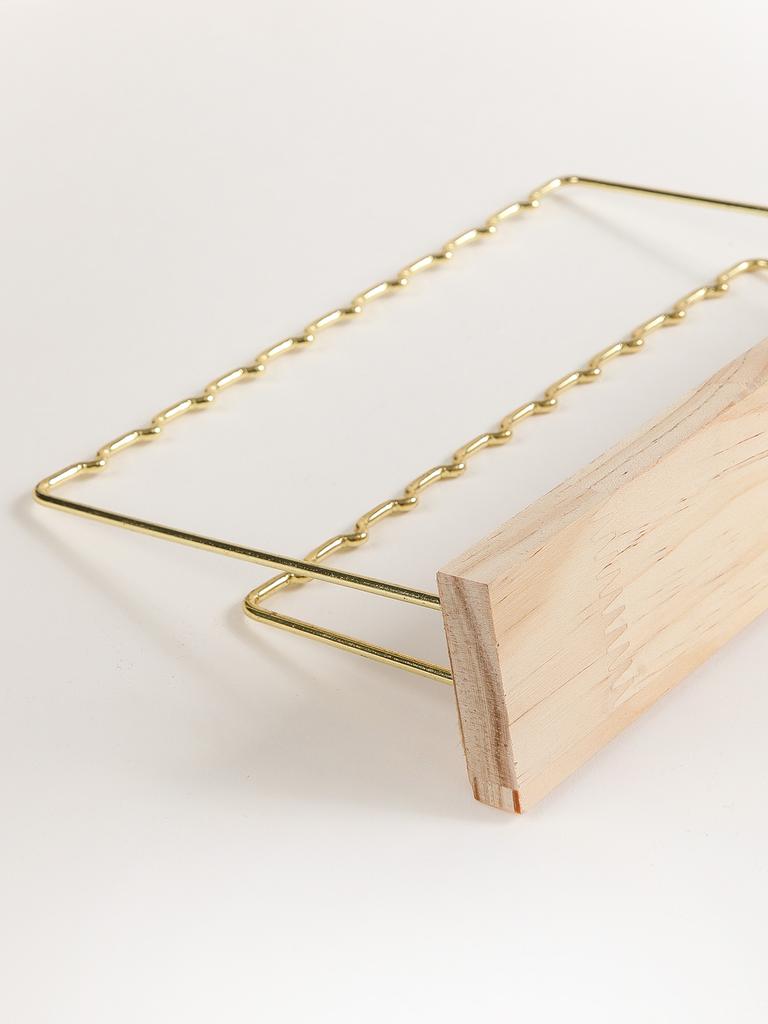 Suport Bijuterii din Lemn/Metal Auriu cu Două Etaje pentru Cercei, Inele, Coliere, Ceasuri