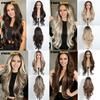 FREEDOM Synthetic Lace Front Wigs For Women 28 Inches Long Layered Wavy T Part Ombre Brown Blonde Wig With Bangs Cosplay Wigs