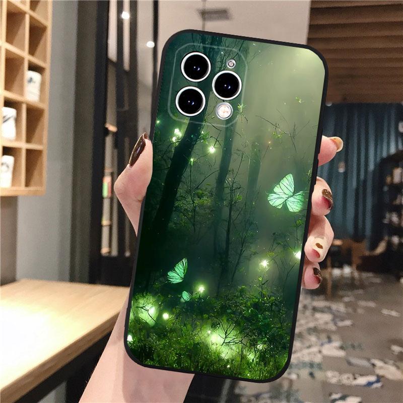Forest Night Butterfly Tree Moon Phone Case For Iphone 15 14 Pro Max 13 12 11 Pro Max XSMax XR 12 13 Mini 14 Plus