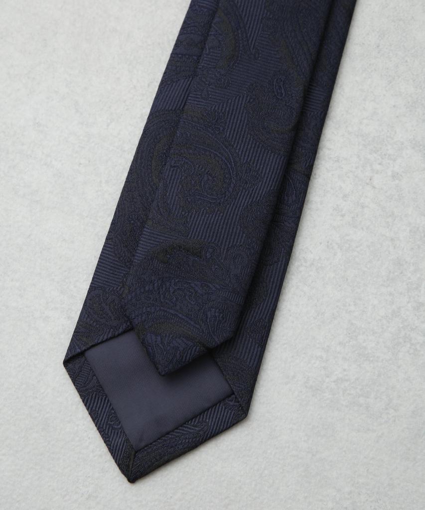 [Nano Universe] Kyoto Nishijin Washable Shadow Paisley Tie, Men's Size F 120, Navy, 668-5242204