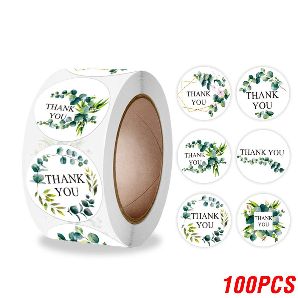 100-500pcs Thank You Round Sticker Scrapbook Envelope Seal Sticker Gift Flower Decoration Stationery Label Stickers
