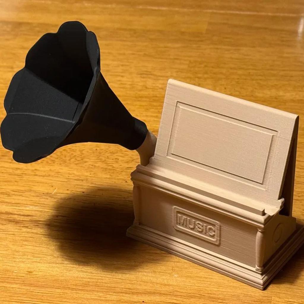 Stable Support Gramophone Style 2 Hole External Speaker Stand Easy Installation Vintaged Sound Desk Phone Stand