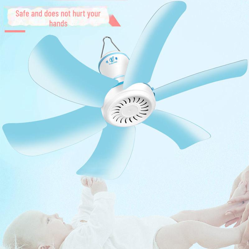 Compact Dorm Ceiling Fan with Remote Control - Quiet, Powerful Breeze with Mosquito Net