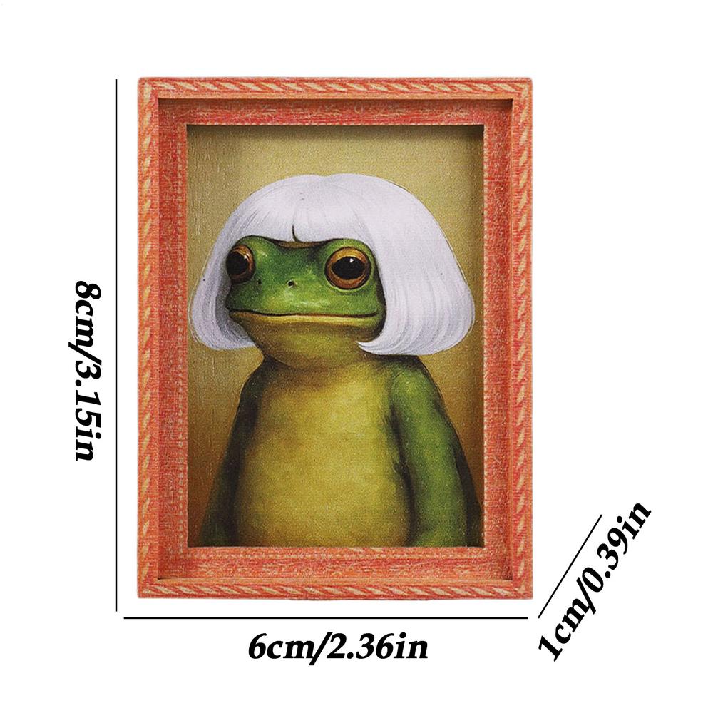 

Funny Frog Magnet Wooden Small Cute Funny Home Supplies Retro Framed Frog Art Magnets for Friends Kitchen Cabinet Christmas
