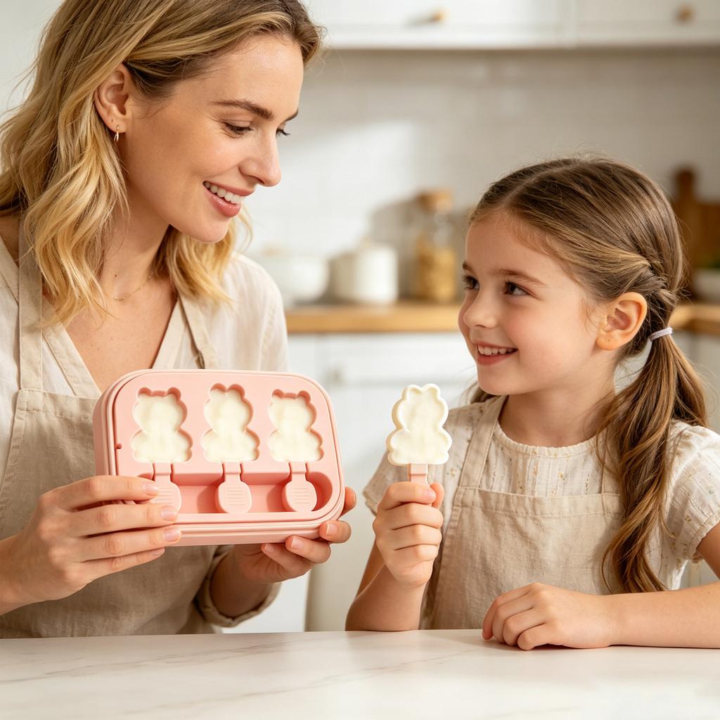 Silicone Ice Cream Mold for Homemade Popsicles with Animal Shapes DIY Frozen Dessert Maker with Lid and Sticks for Kitchen Use