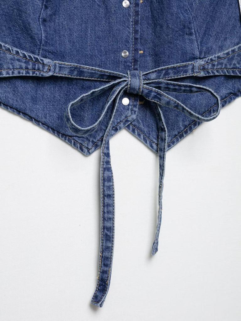 2025 Spring Women's European & American Style Fashion Denim Backless Top