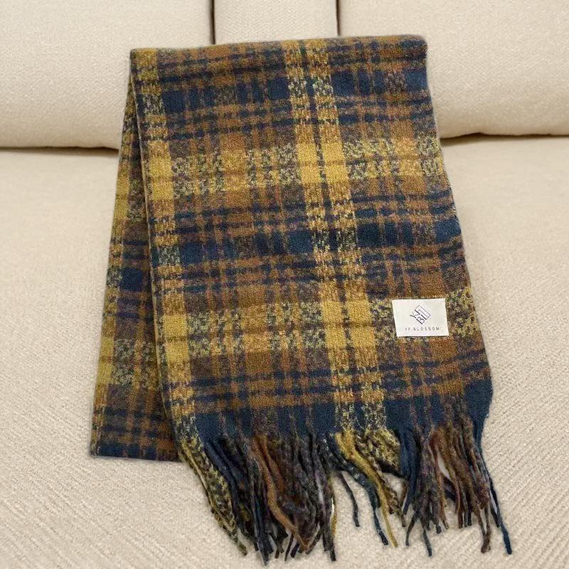 Autumn and Winter New Lilac Plaid Scarf Female Korean Atmosphere Couple Shawl Versatile Light Luxury High-end Scarf