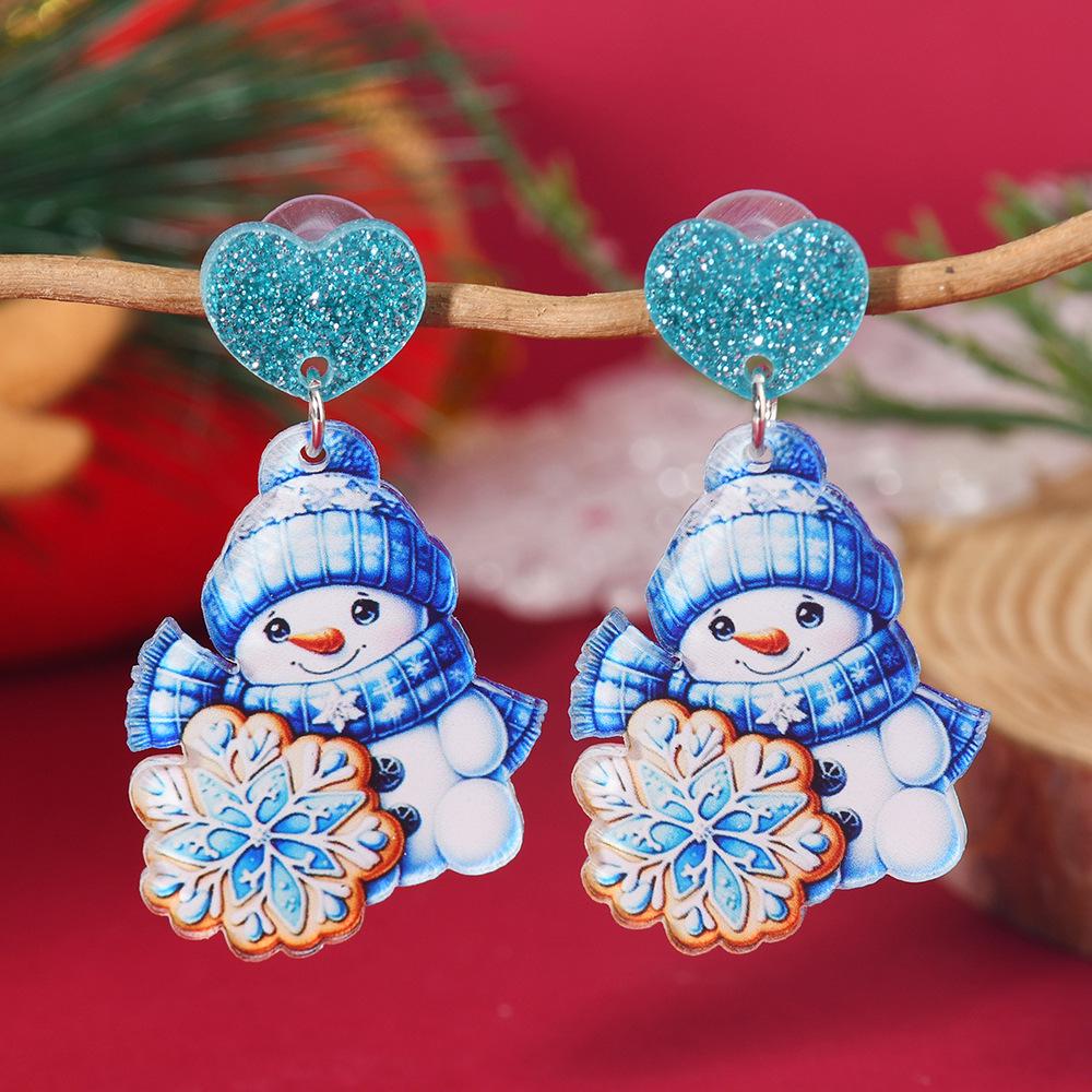 Festive Snowman & Santa Claus Christmas Earrings Set