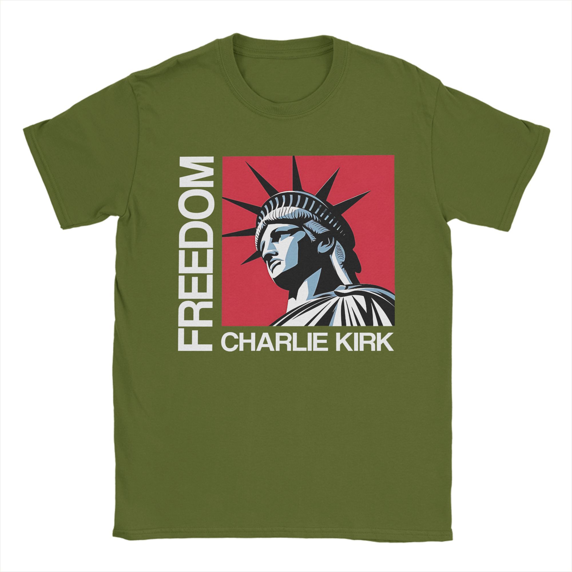 

Freedom Cotton T-Shirt For Men Beach Charlie Kirk Classic T Shirts O Neck Novelty Tees Oversized Dropshipping Clothes 3XL