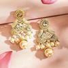 Gold-Plated Handcrafted Artificial Traditional Jewelry Set-Ruby/Kundan Stones & Pearl Beaded Multistrand with Matching Earrings For Women and Girls