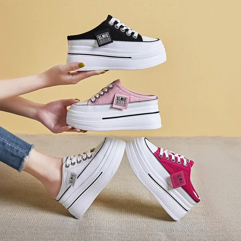 Fashion New Fashion Summer Sports Slippers Womens Vulcanized Shoes Flat Thick Bottom Widening Casual Breathable Sandals Slippers Middle