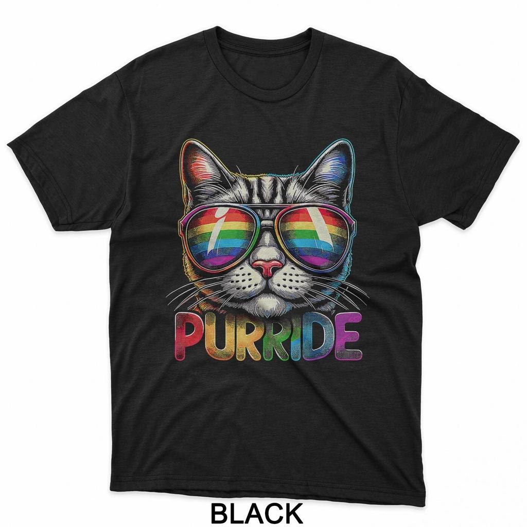 Purride Cat Rainbow Pride Month LGBTQ Ally Men Women T-Shirt
