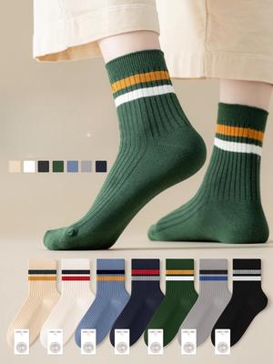 DOIAESKV Baumwollsocken für Herren Lässig Atmungsaktiv Hohe Qualität Herren Einfarbig Langgestreift Socken für Paare EU 39-44