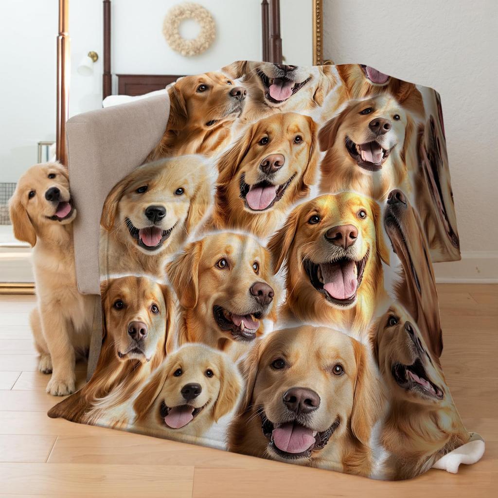 Golden Retriever Blanket Soft Lightweight Flannel Fleece Throw Blanket for Couch Bed Sofa Travel Gift for Women Girls Pet Lovers