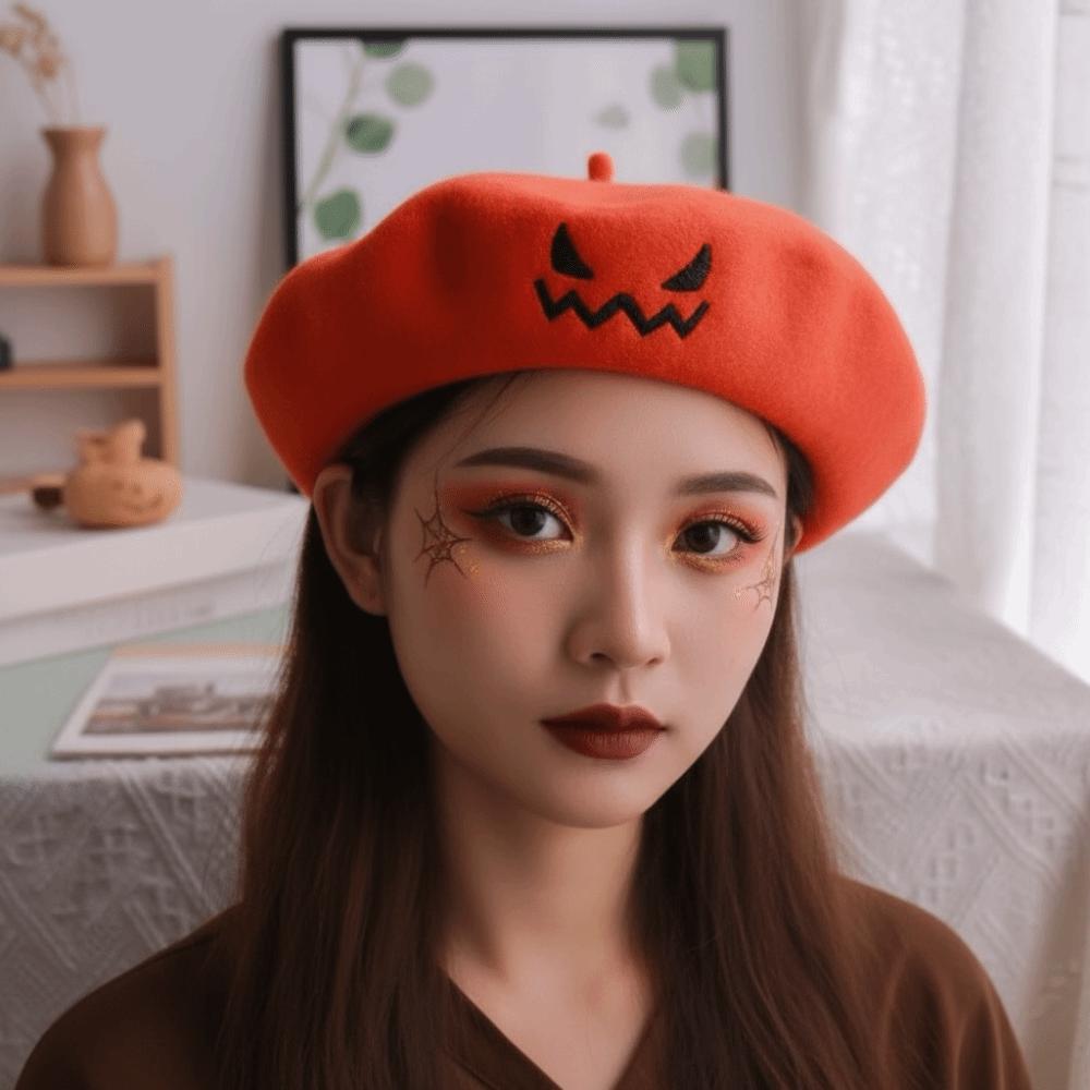 Lightweight Pumpkin Face Cap Embroidered Embroidered Painter Hat Autumn Winter Dress