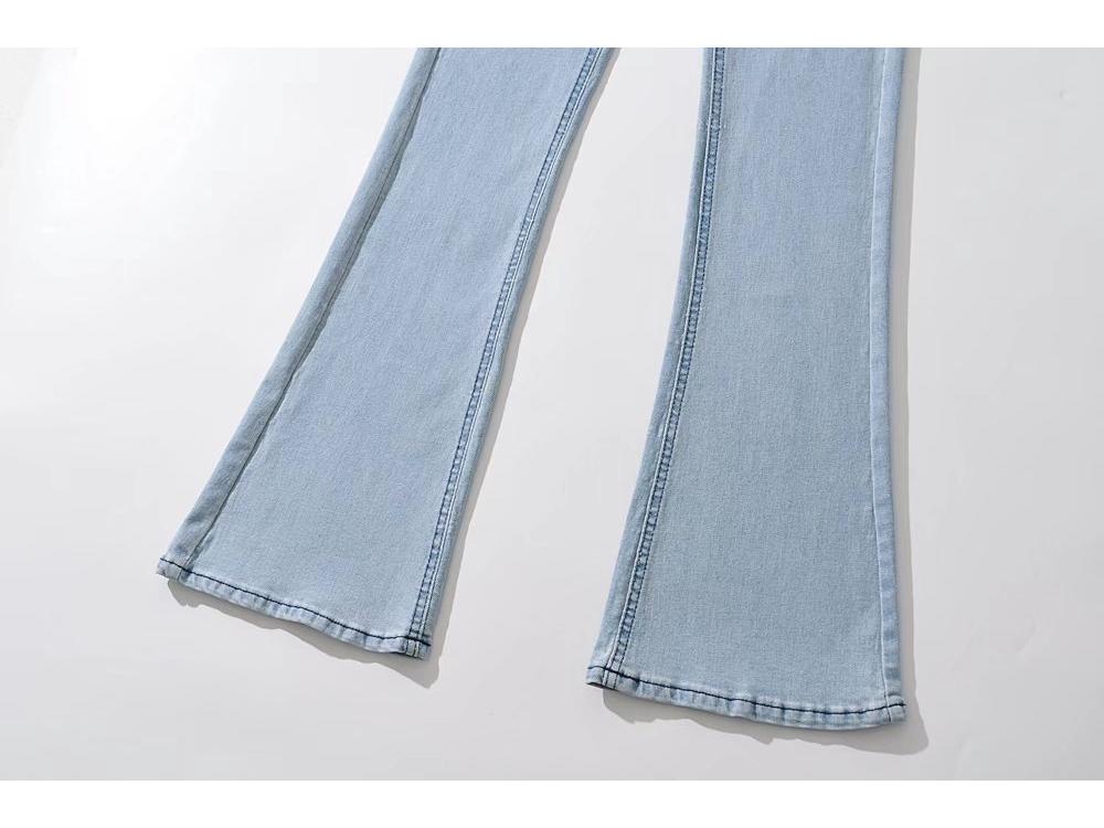 YPFF Women's High-Waist Flare Skinny Jeans – Retro, Hip-Lifting, Slimming Denim Pants