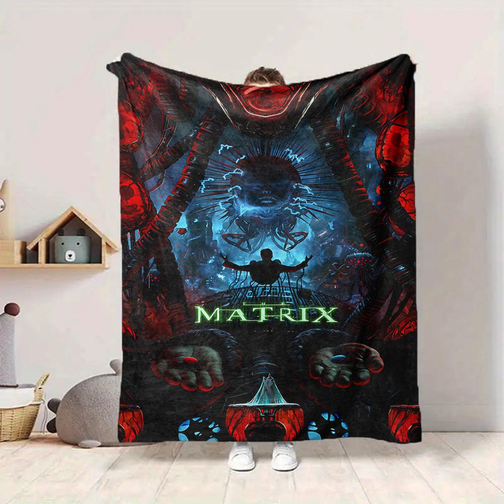1pc The Matrix Flannel Throw Blanket - HD Printed Lightweight Soft Warm All-Season Blanket for Sofa, Bed, Travel, Camping 047