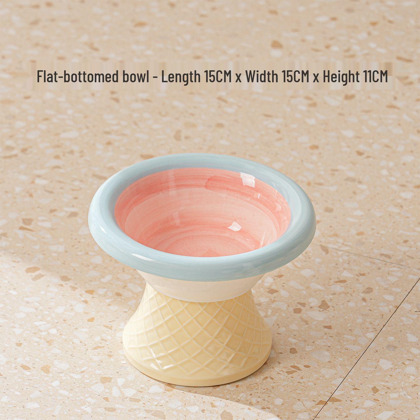 Ceramic Elevated Pet Bowl - Anti-Tip Water/Food Bowl for Cats & Dogs, Protects Cervical Health