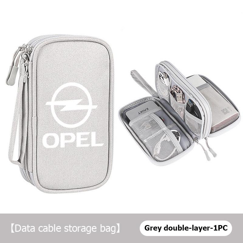 Data Cable Storage Bag Earphones Double Layer Portable Travel Bag For Opel Meriva Mokka Grandland Vectra Zafira Vivaro Antara