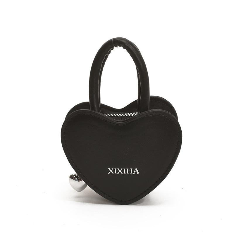 Girl Pu Crossbody Bag With Heart Design And Chain Detail For School And Casual