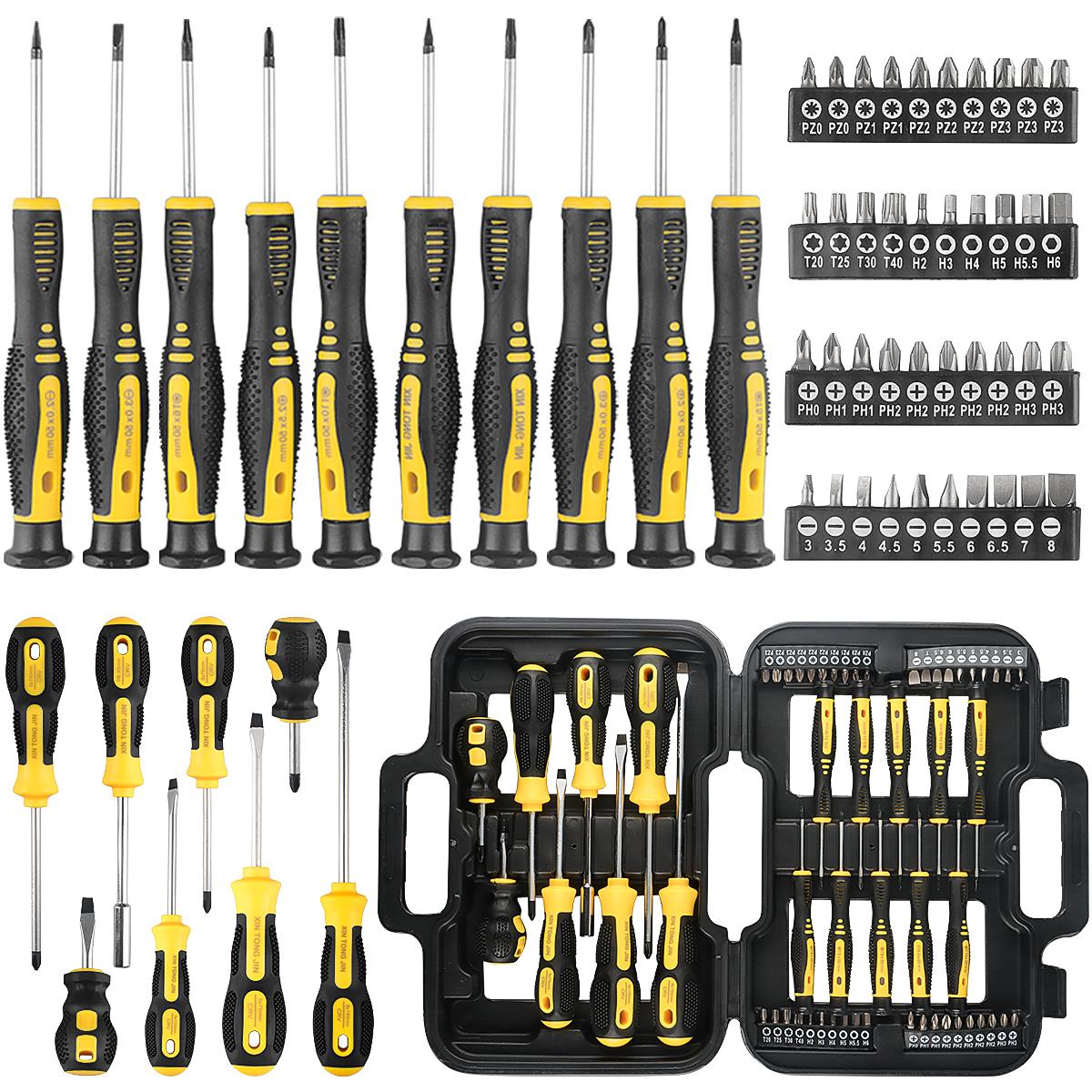 

Набор магнитных отверток, 58 предметов, хромованадиевая сталь, в комплект входят шлицевая/крестовая/звездообразная отвертка, сменные биты для отверток с ящиком для инструментов