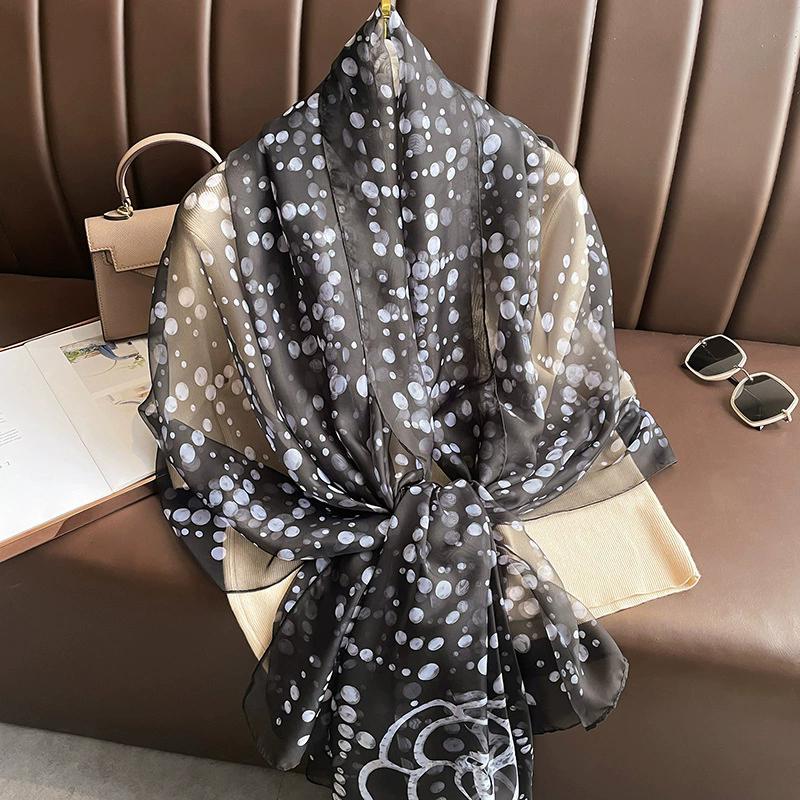 New  Silk Scarf Female Fashion Beach Pashmina Bufanda Folral Women Shawl Wraps Bandana Ladies Scarves Large Foulard Echarpe