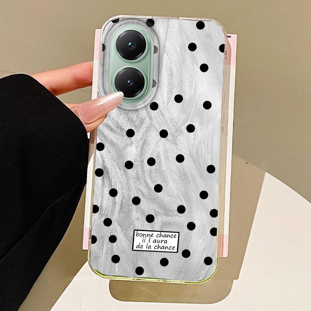 Black Circular Dots Feather Texture Phone Case for Xiaomi Poco X5 X7 M6 Pro X6 X3 Pro NFC C75 C71 C65 C61 M5S Women Girls Cover