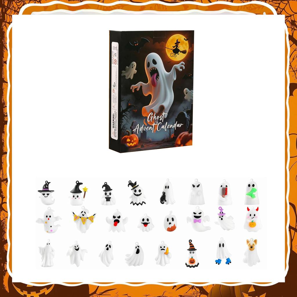Halloween Advent Calendar,24 Day Halloween Countdown Calendar With 24Pcs Collectible For Kids Boys Girls Adult Teens, Ornaments Decoration