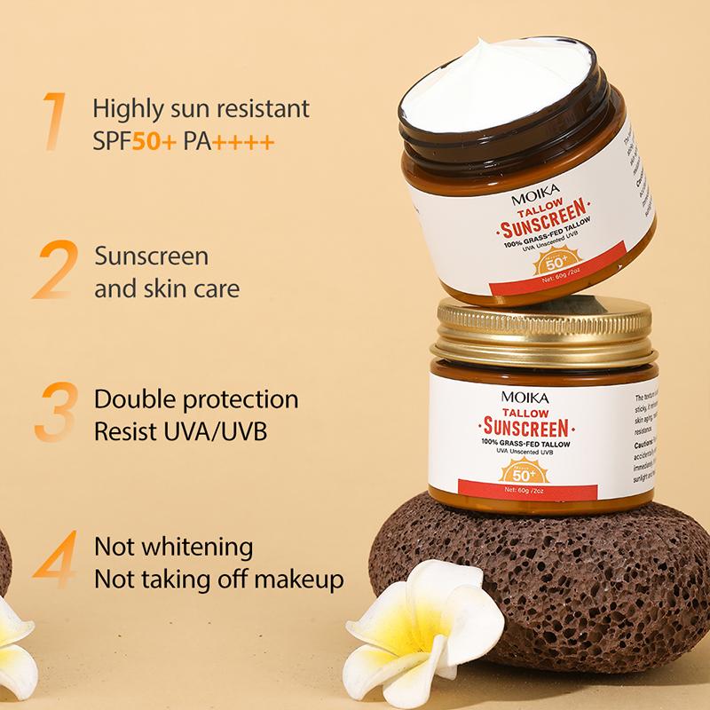 MOIKA Солнцезащитный крем SPF50+ Сало Цинк Минеральный Блокатор Солнца Осветляющий Крем для Кожи Анти-УФ Солнцезащитный для Лица Мягкий Увлажняющий Сыворотка 60g белый