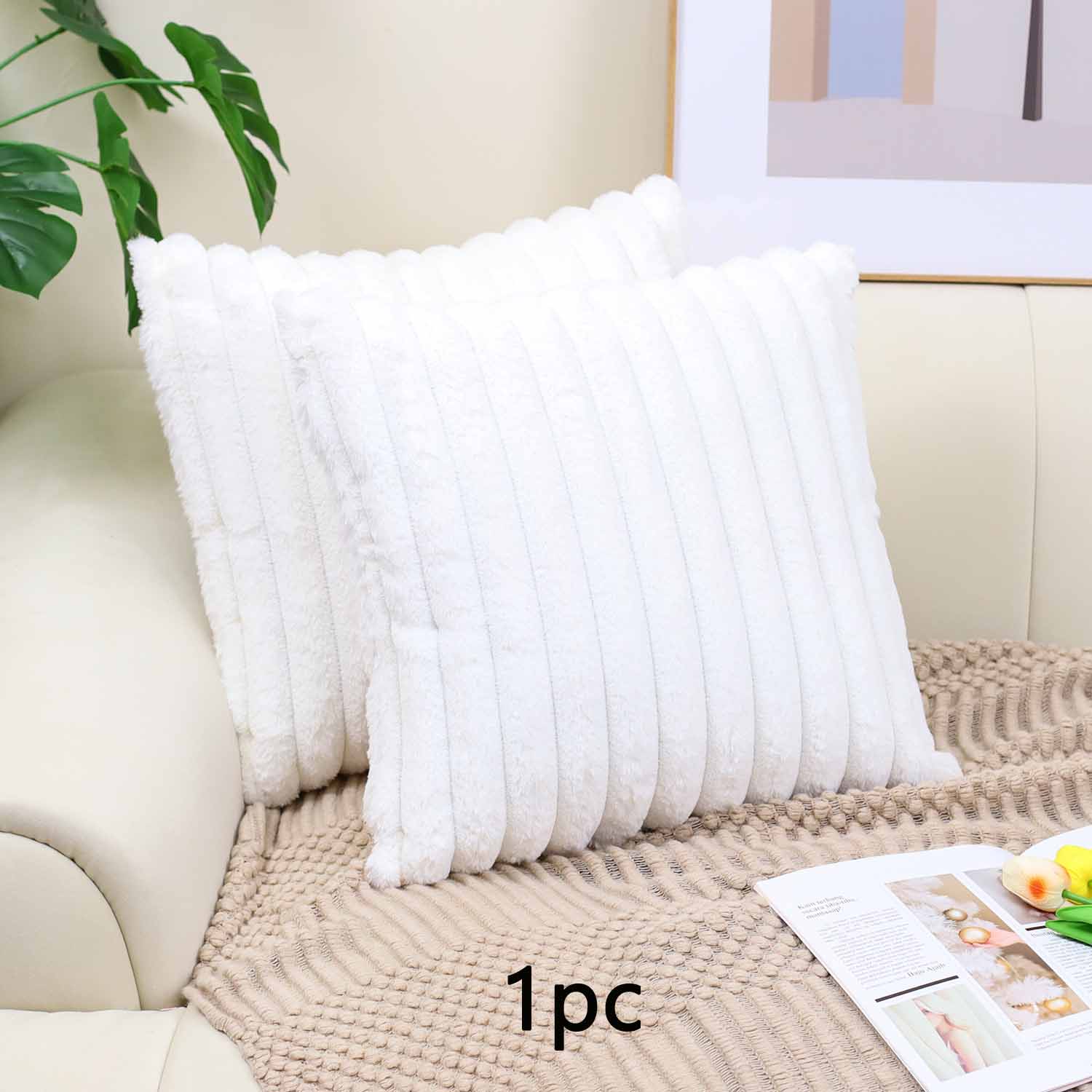 

45 * 45cm Autumn and Winter Pillow Imitation Corduroy Large Stripe Pillowcase Simple Sofa Cushion Hand-Warming Pillowcase 45 * 45cm