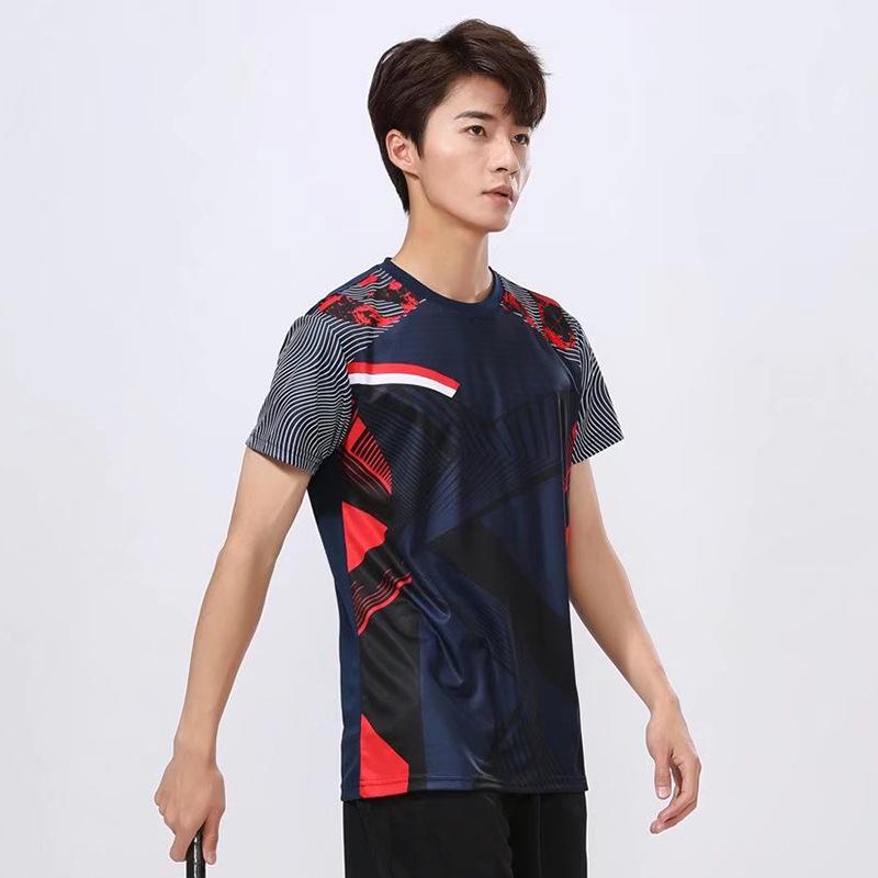 Unisex sommarplagg med korta ärmar för badminton och tennis, med anpassade tryck